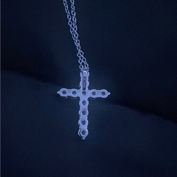CZ Diamond Cross Pendant & Necklace - Picture 4 of 5
